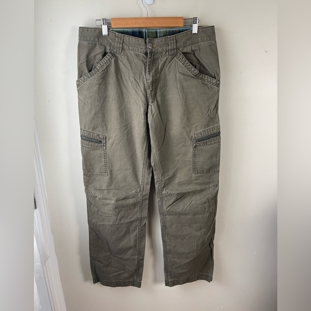 Columbia men’s green cotton cargo zipper pocket outdoor pants size 34W